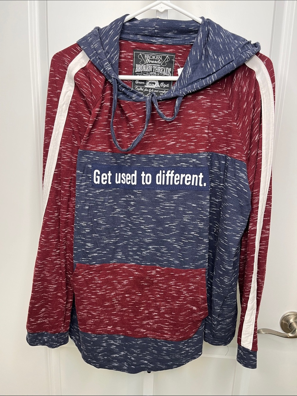 Upcycled Broken Threads “Get Used To Different” One-of-a-Kind Women’s Pullover